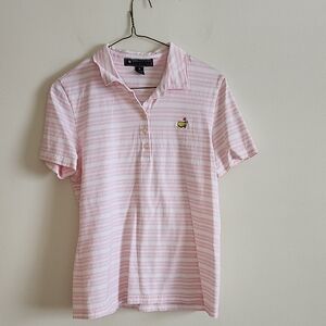 Magnolia Lane Masters Pink Striped Polo Shirt Womens Small
